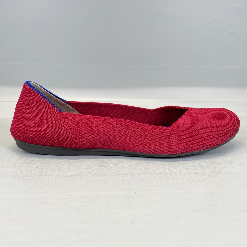 Rothy's The Flat Shoes Womens Size 7.5 Red Knit Round Toe Ballet Slip On Comfort
